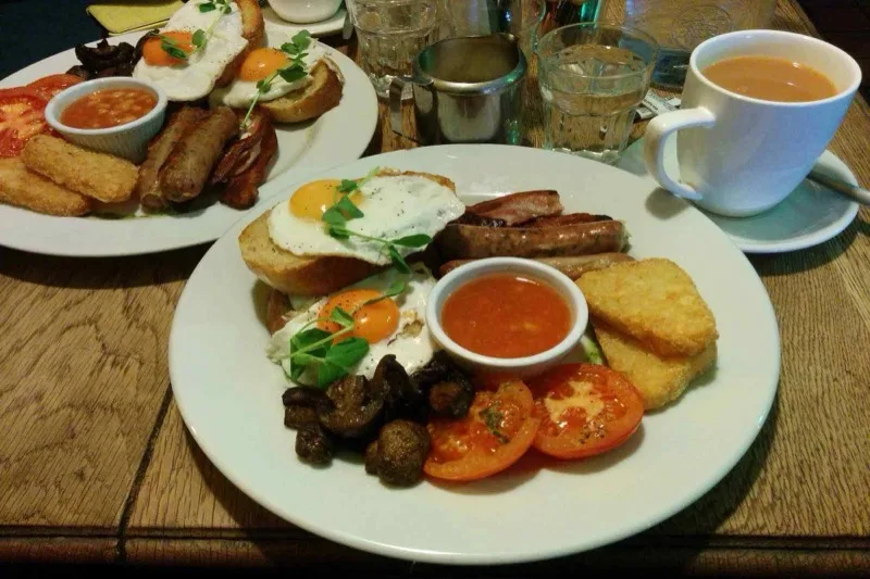 Hearty breakfast spread at Omelet Factory